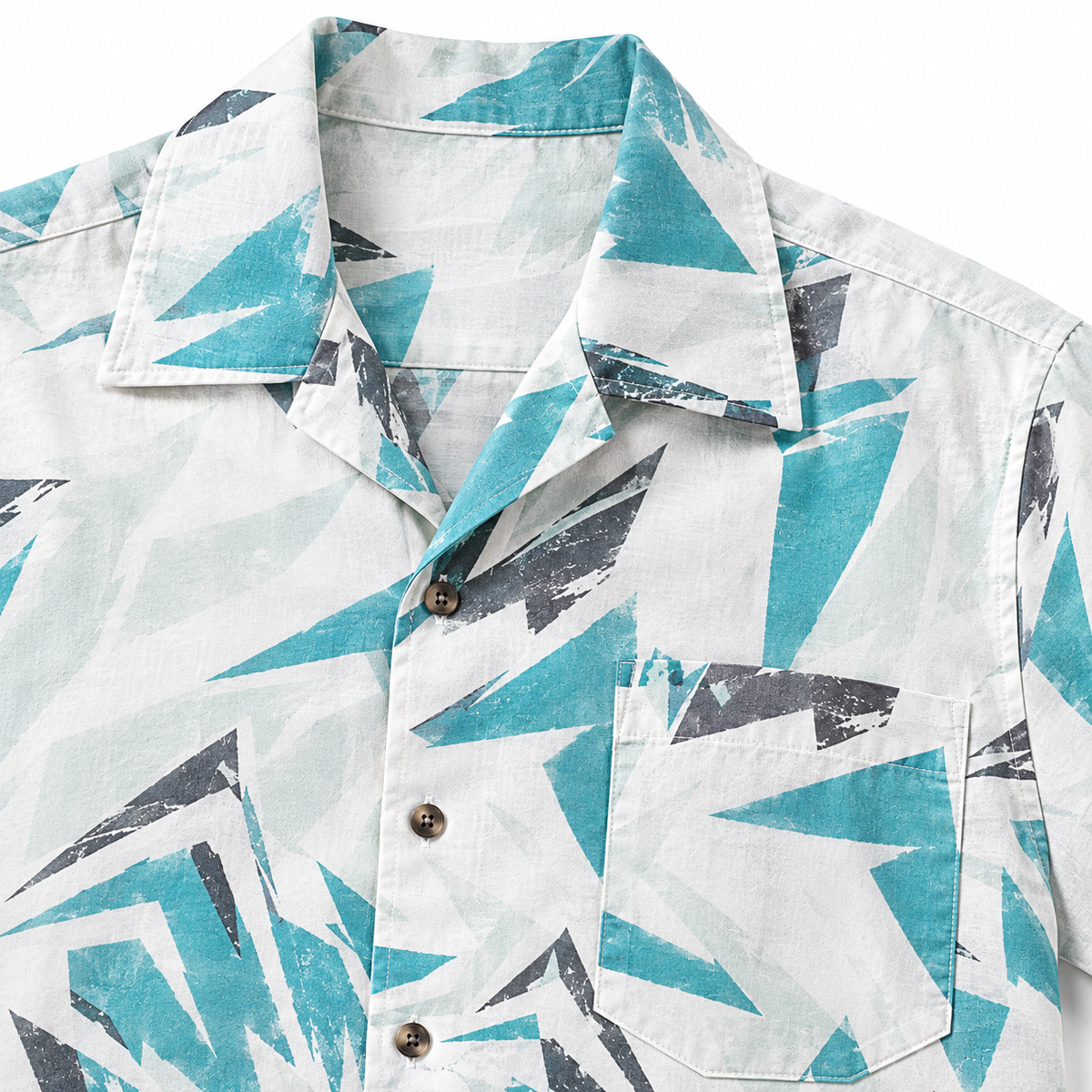 Lake Blue men's geometric print shirt detail