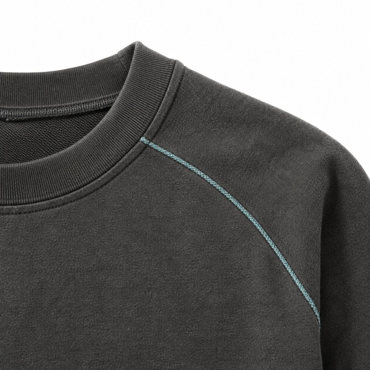 Dark gray men's t-shirt with contrast stitching.