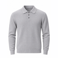 Men's ribbed knit sweater Flower Gray front view.