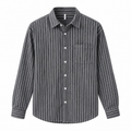 Men's striped button-down shirt Gray front view